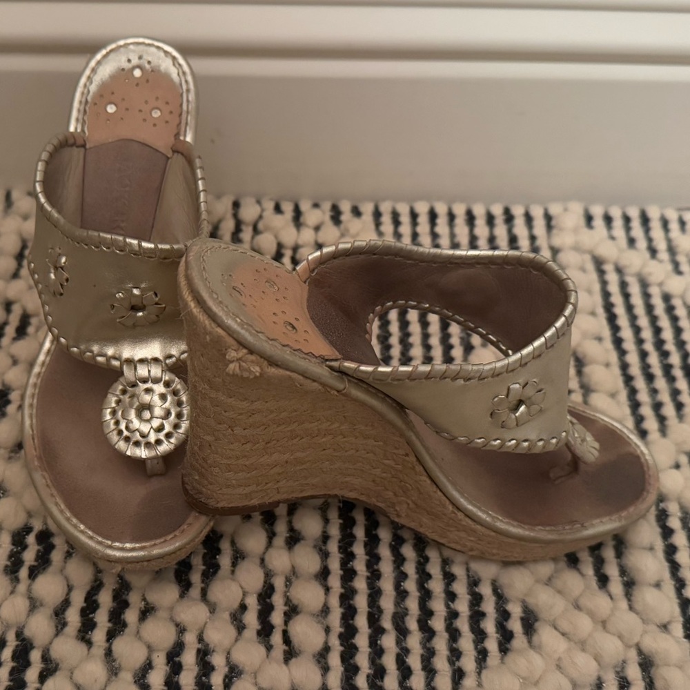 Jack Rogers Metallic Gold Wedge Sandals